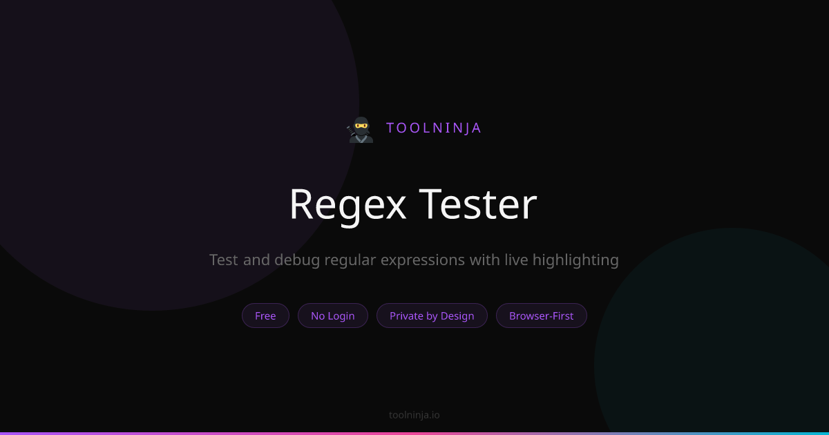 Regex Tester Online — Live Highlighting, Patterns Library | ToolNinja ...